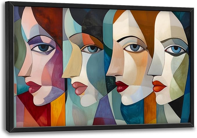 Lovira Abstract Women Face Large Wall Art Canvas Wall Decor Pictures Prints Painting Framed Modern Vertical Artwork for Living Room Bedroom Bathroom Office Woman 24"x36"