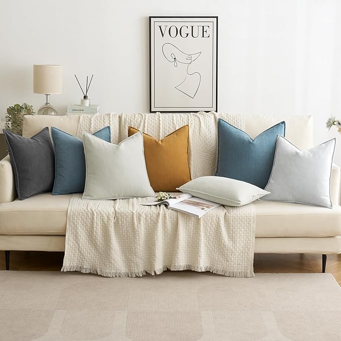 MIULEE Pack of 2 Cream Decorative Lumbar Pillow Covers 12x20 Inch Soft Chenille Luxurious Couch Throw Pillows Farmhouse Cushion Covers with Elegant Design for Sofa Bedroom Living Room Home Decor