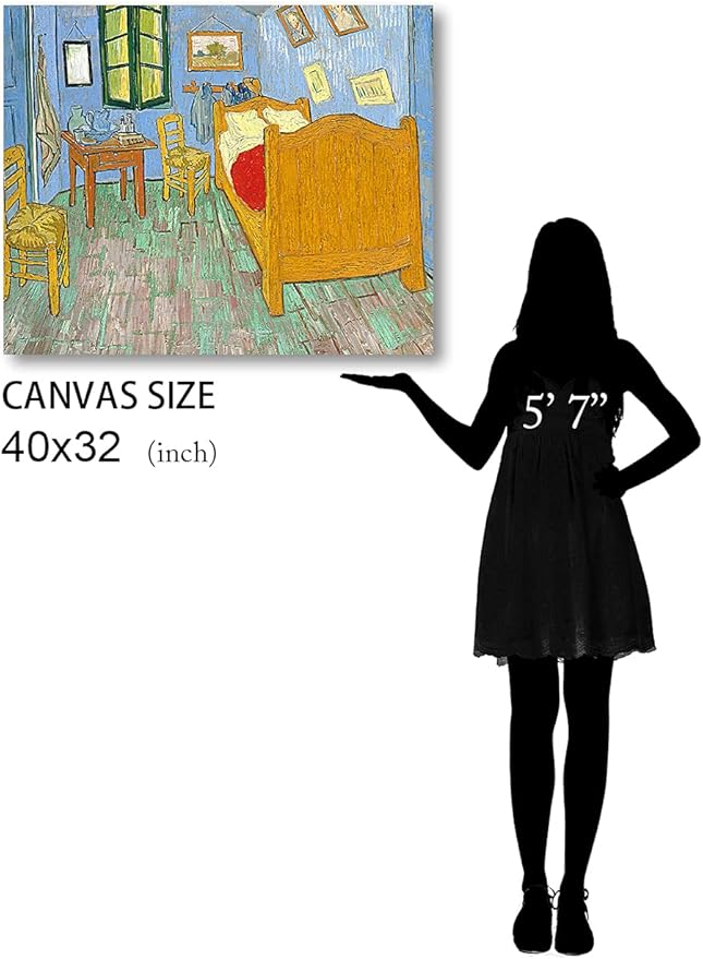 DECORARTS - Bedroom in Arles (Third version), Vincent Van Gogh Art Reproduction. Giclee Print on Canvas. Wall Art for Home. 40x32