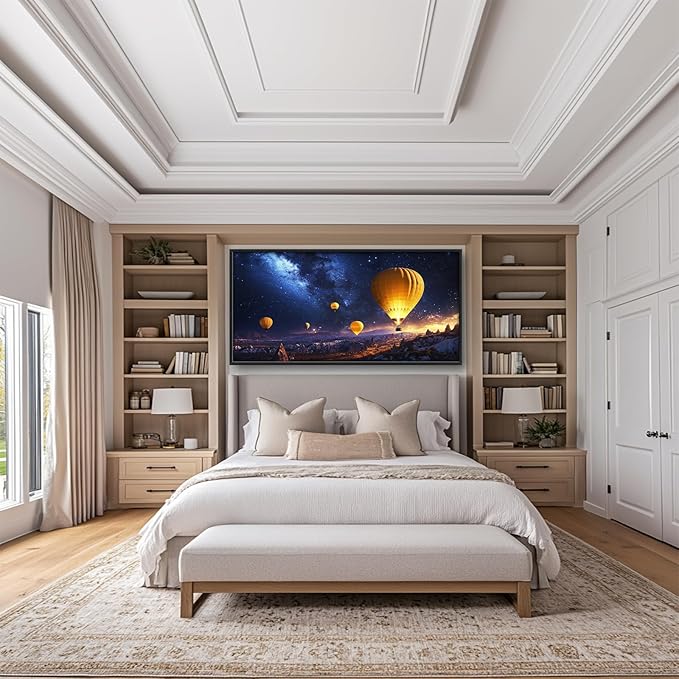 Olivine Hot Air Balloon Wall Art, Cappadocia Landscape Pictures Wall Decor, Night Adventure Paintings, Travel Canvas Prints, Framed Artwork for Bathroom Bedroom Living Room Office Home 60"x30"