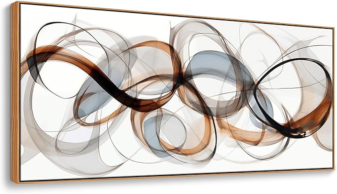 Large Abstract Framed Canvas Wall Art for Living Room, Bedroom, Office - Textured Brown Modern Artwork for Walls - Minimalist Home and dining room Decor Wood decorations