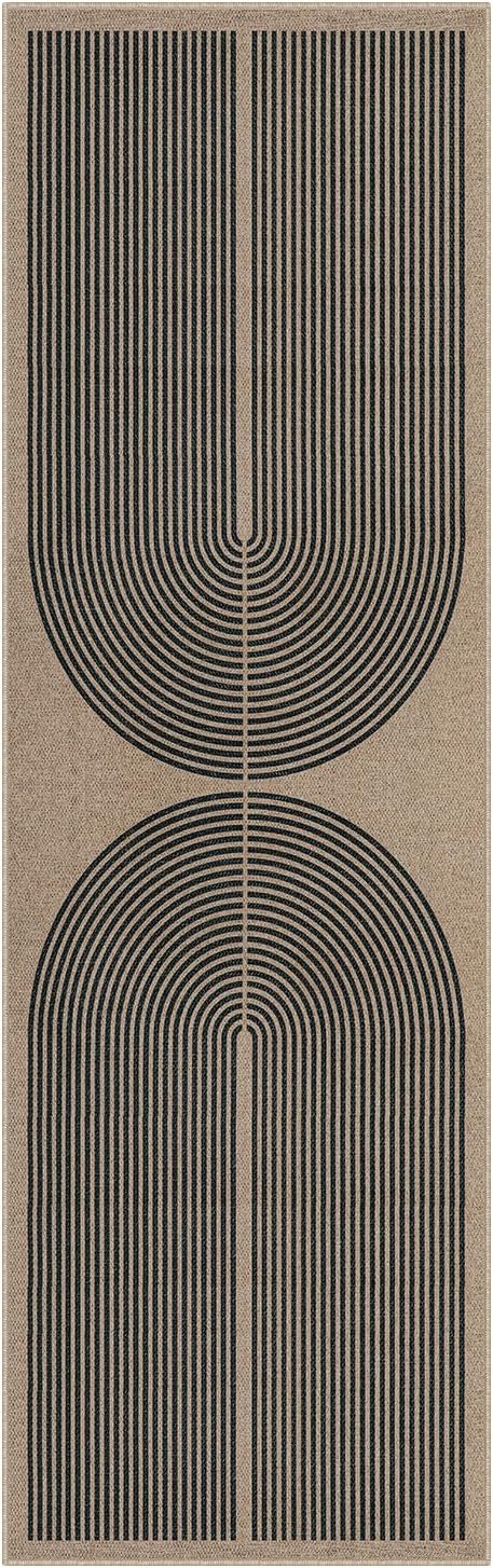 Lahome Modern Rainbow 2x8 Runner Rug, Washable Hallway Kitchen Runner Rugs with Rubber Backing Farmhouse Indoor Outdoor Carpet, Contemporary Non Slip Carpet for Entry Bedroom Porch