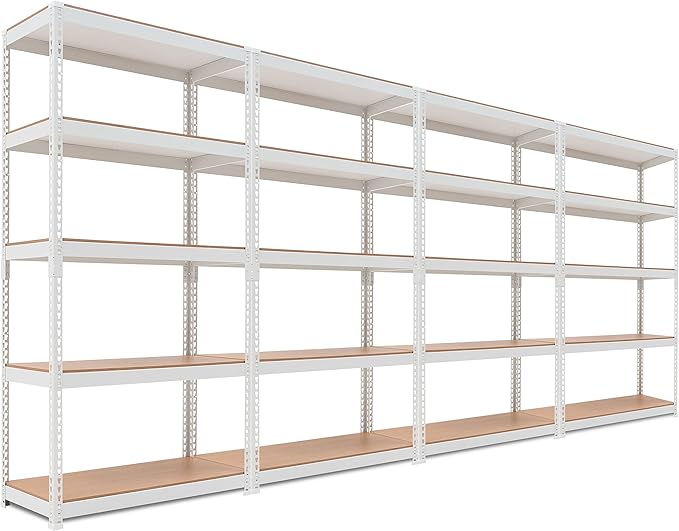 HOMEDANT 5 Tier White Storage Shelves Adjustable Laminated Boltless Garage Metal Shelving Unit Heavy Duty Utility Rack Shelf Warehouse Pantry Closet Kitchen 35.9" W x 16.2" D x 71.3" H White 4Pack