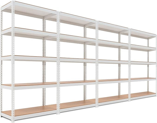 HOMEDANT 5 Tier White Storage Shelves Adjustable Laminated Boltless Garage Metal Shelving Unit Heavy Duty Utility Rack Shelf Warehouse Pantry Closet Kitchen 35.9" W x 16.2" D x 71.3" H White 4Pack