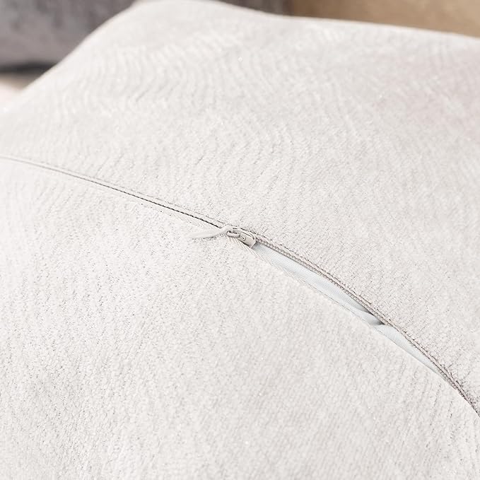 AVOIN colorlife White Chenille Throw Pillow Covers 18 x 18 Inch Set of 2, Soft Cozy Bound Edge Design Home Decor Cushion Case for Living Room Bed Sofa Coach