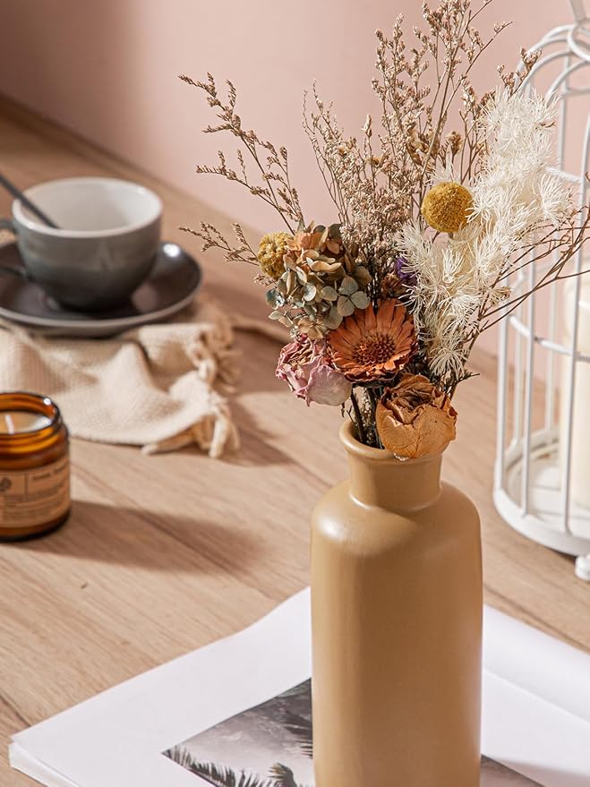 CWLWGO-Ceramic Vase Set of 3,Small Vases for Home Decor,Farmhouses Decorative vase,Suitable for Shelf Decor,Living Room Table Bookcase Fireplace Decorations.Multicolored.