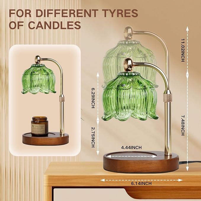 GEEZO Fragrance Candle Warmer Lamp,Electric Candle Warmer with Timer & Dimmer,Mom Christmas Birthday Gifts for Women, House Warming Gifts New Home Bedroom Decor