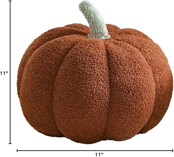 3D Simulated Pumpkin Pillow Plush Pillow Sofa Cushion (7.8inch, Brown)