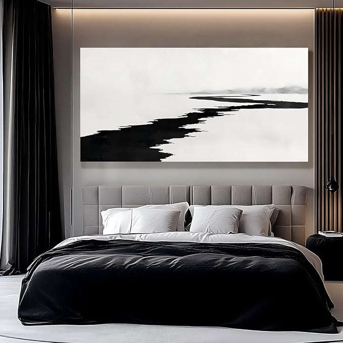 Simple Decorative Pictures Modern Home Decor 58x29 Abstract Wall Art for Living Room Kitchen Artwork Black Photo Prints