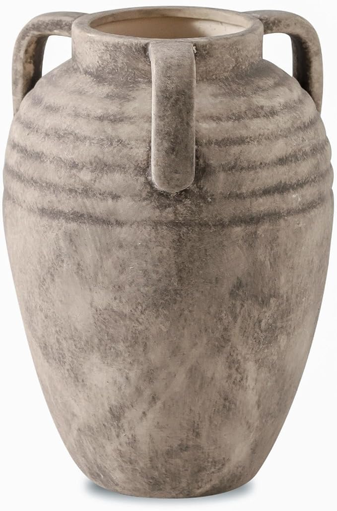 Ceramic Flower Vase Home Decor - 8.7" Farmhouse Flower Vases Rustic Vintage Aesthetic Modern for Table Living Room Kitchen Bedroom Decoration House Desk Decorative Accessories Gift (Retro)