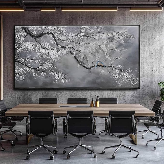 Nature Wall Decor Flowers White Pictures Art Bird Artwork Botanical Wall Art 29x58 Inch Hanging Art Wall Decorations for Office Bedroom