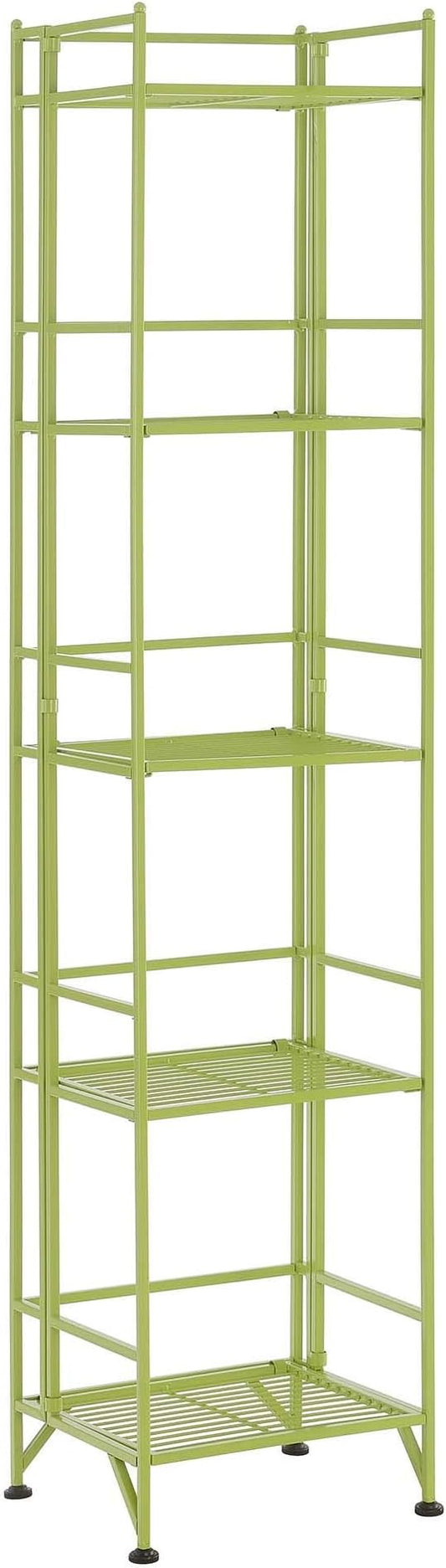 Convenience Concepts Xtra Storage Shelves - 5-Tier Folding Metal Storage Shelves, Closet Organizer for Office, Laundry Room, Bedroom, Garage, Kitchen, Bathroom, Lime Green