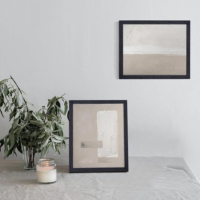 Fun Memories 8x10 Black Picture Frame, Natural Oak Wood 8 x 10 Photo Frames, 8 by 10 Frames Real Glass, 8x10 Picture Frame with Mat for 5x7, Rustic Black Wood Frame 8"x10", 1 Pack