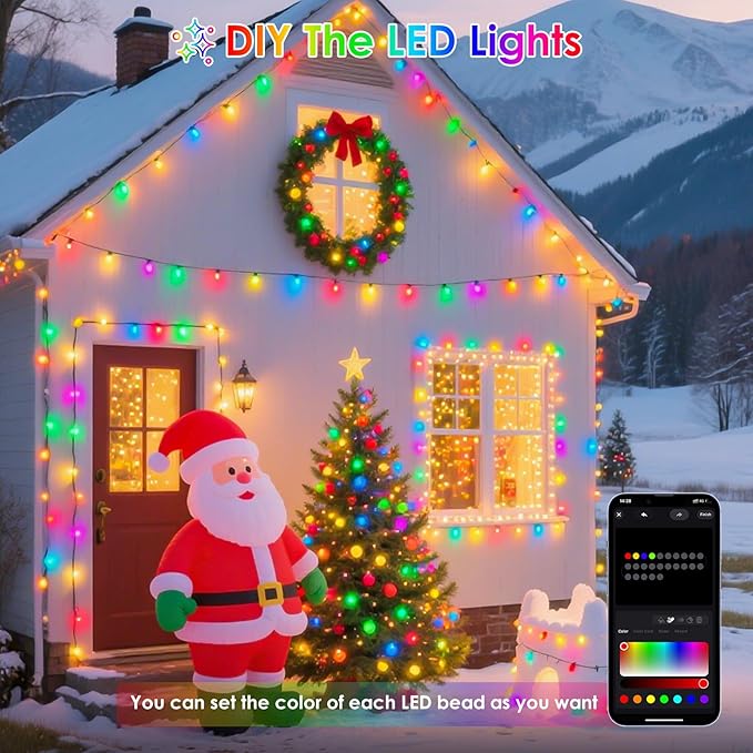 YIQU Smart Color Changing Halloween Lights, 66 FT 200 LED RGB Christmas String Lights with Remote App Control & Timer, Music Sync Multiple Modes Twinkle Light Waterproof Indoor Outdoor Decor