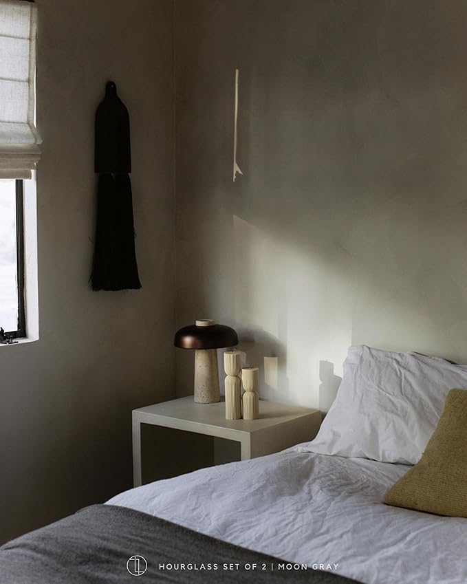 LAWA Hourglass Pillar Candle - Large Beautiful Handmade Pillar Scented Soy Wax Candle Elegant Bubble Aesthetic Candle Housewarming Gift Home Room Shelf Decor Idea Moon Gray (Set of 2)