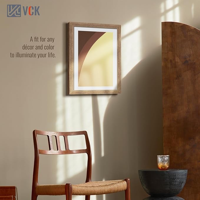 VCK 13x19 Picture Frame 3 Pack - Brown Walnut, Natural Textured Solid Wood Frame, Wall Gallery Frame