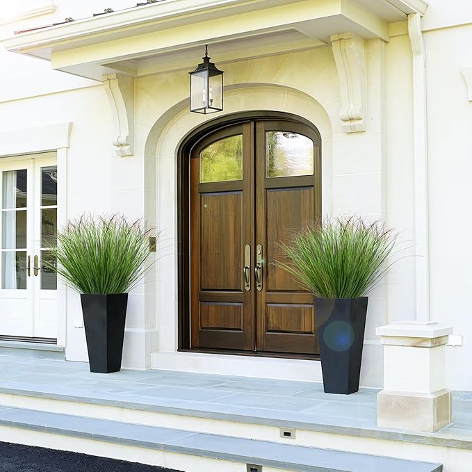 12Pcs Artificial Grass Plants, Faux Shrubs Wheat Grass, Artificial Tall Grass Fake Plants for Outdoor Decor,Artificial Greenery Stems Weed for Room Indoor Home Decor(Green Red Tail)