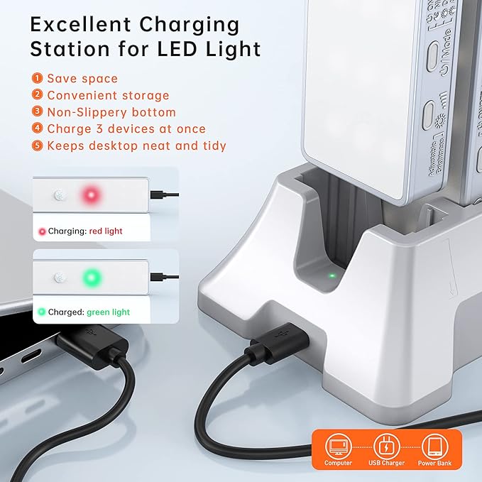 LED Closet Light with Charging Station, 6 Pcs 30LEDs 8'' Dimmer Rechargeable Motion Sensor Under Cabinet Lighting with Remote Control, Wireless Stick-Anywhere Night Light for Wardrobe,Kitchen