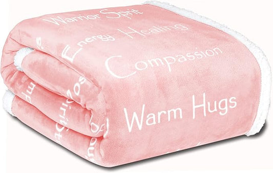 Compassion Blanket - Strength Courage Super Warm Hugs, Get Well Gift Blanket Plush Healing Thoughts Positive Energy Love & Hope, Cancer Support Gift for Women 50 x 65 (Pink, One Size)