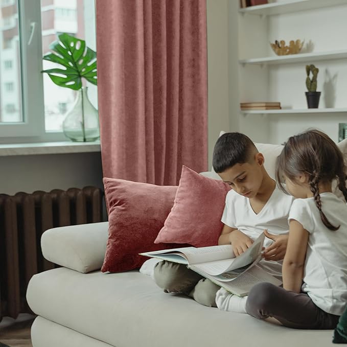 BGment Dusty Rose Velvet Curtains for Bedroom, Elegant Blackout Thermal Insulated Soundproof Super Soft Home Decor Curtains with Back Tab and Rod Pocket for Living Room, 2 Panels, 52 x 72 Inch