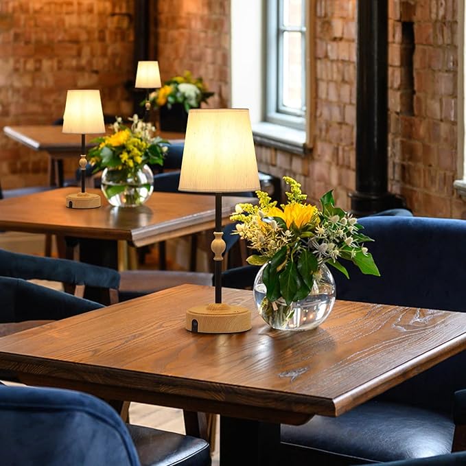 Cordless Rechargeable Table Lamp with Dimmer,Portables Battery Operated Table Lamp,Touch Dimmable Desk Lamp with USB Port,Bedside Night Lamp for Patio Camping Restaurant Home