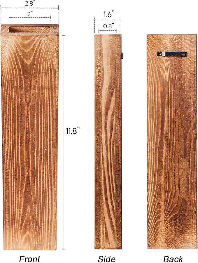 4-Pack Wood Wall Planters with 8 Removable Faux Eucalyptus Stems - Modern Farmhouse Wall Decor for Living Room, Bedroom, Bathroom - Wooden Wall Vases and Fake Eucalyptus for Home Office Decor