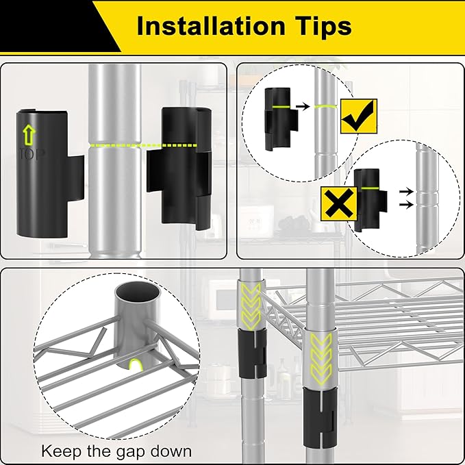 GIOTORENT 5-Wire Garage Shelving Storage Shelves, Kitchen Storage Adjustable Shelf, Metal Shelves 500Lbs Capacity 21" L x 11.8" W x 53.8" H for Laundry Bathroom Pantry Closet, Grey