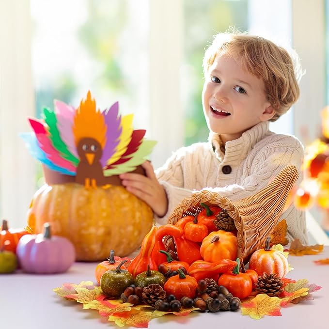 Dandat 2 Pcs Fall Cornucopia Basket 13.78 Inch Thanksgiving Horn of Plenty Autumn Table Decoration Harvest Cornucopia for Thanksgiving Table Centerpieces Fall Party Decorations