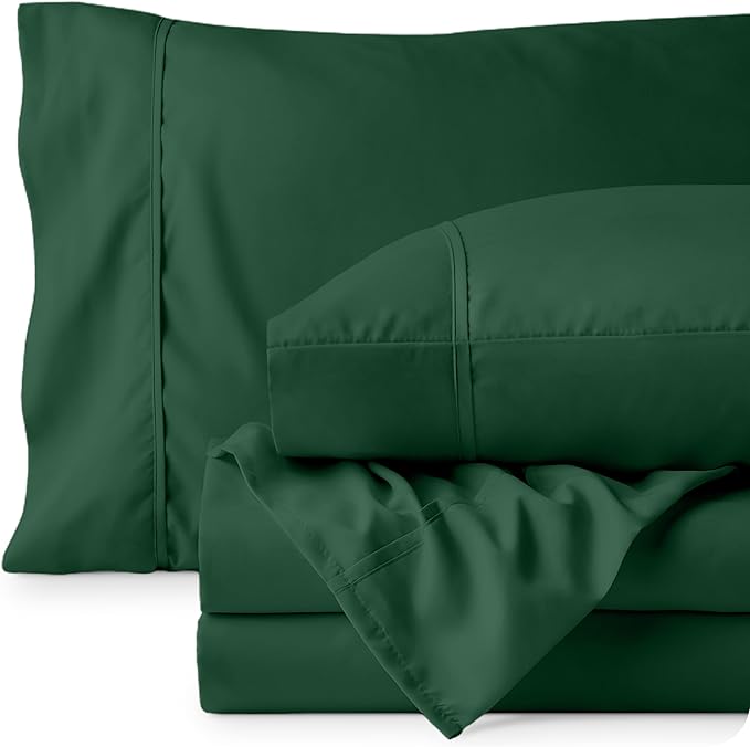 Bare Home Full XL Sheet Set - Luxury 1800 Ultra-Soft Microfiber Full Extra Long Sheets - Double Brushed - Deep Pockets - Easy Fit - 4 Piece Set - Bedding Sheets & Pillowcases (Full XL, Forest Green)