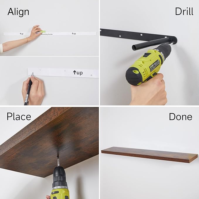 BAYKA Floating Shelves, 48 inches Long Wall Mounted Rustic Wood Shelves for Bathroom, Bedroom, Living Room, Kitchen, Office, Hanging Shelf for Books/Storage/Decor(Rustic Brown,Set of 2)