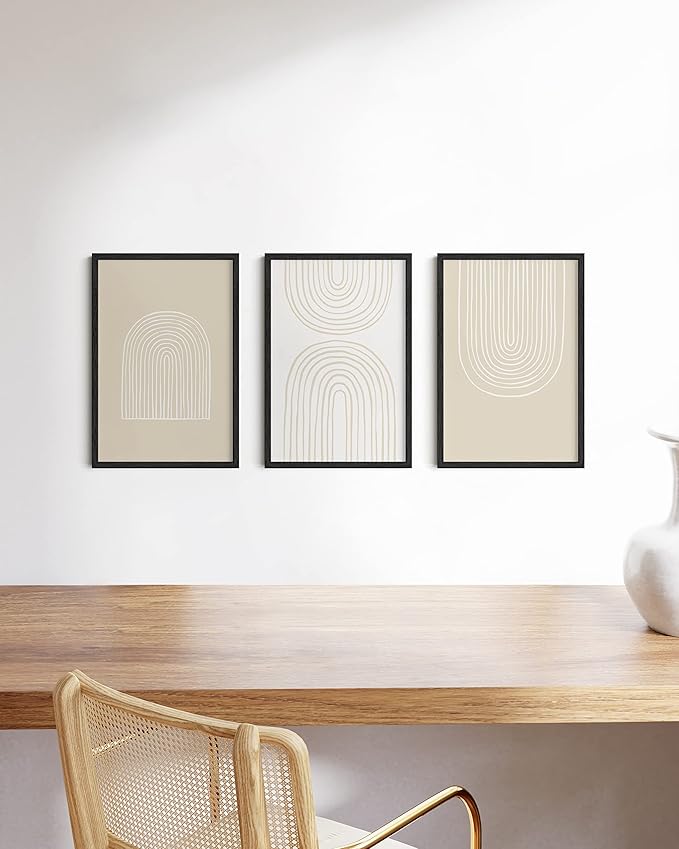 HAUS AND HUES Set of 3 12x18 Poster Frame - 18 x 12 Picture Frame Black Wood Frames, 12x18 Picture Frames for Wall, Black Poster Frame 12 x 18, 12 x 18 Frame Gallery Wall Frame Set (Black Oak Frame)