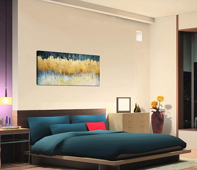 XXMWallArt FC2675 Canvas Wall Art Abstract Golden Forest Painting Modern Decor Abstract Canvas Prints for Living Room Bedroom Kitchen Home and Office Wall Decor