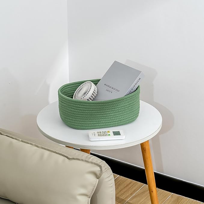 CubesLand Cube Shelf Closet Storage Baskets Bins Set 2,Woven Basket for Organizing/Storage,Long-lasting &Skin-friendly Toy Storage Basket Bin,Stylish Room Decor Basket,Cotton Rope Basket Green