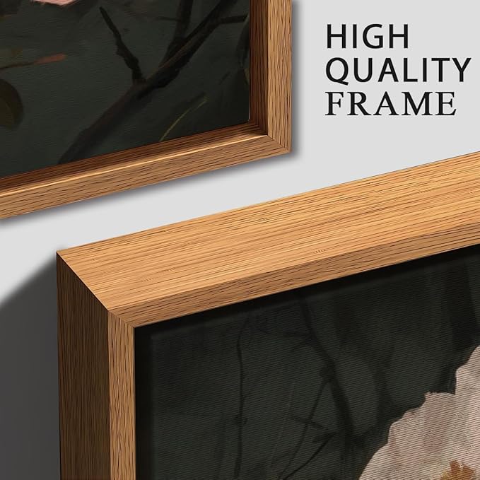 IARTTOP Large Black Floral Framed Canvas Wall Art 16x24 Inch Dark Moody Floral Art Prints Set of 3 Modern Botanical Wildfower Wall Decor for Living Room Bedroom Office