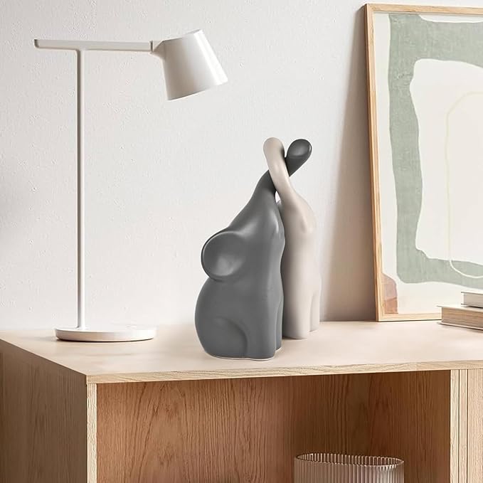 Elephant Statues Home Decor Small Figurines Home Ceramic Decor Sisterhood Elephant Ornament for Living Room House Shelf Table Vanity Entryway DéCor