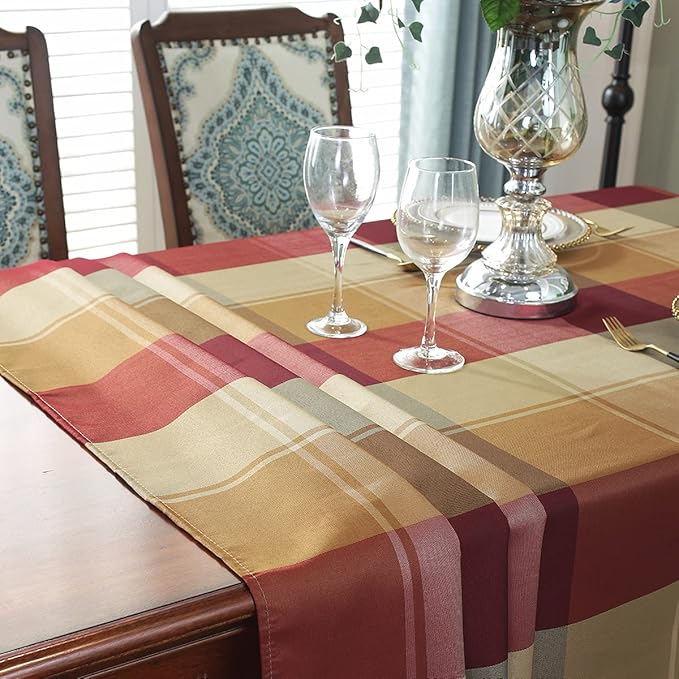 Square Tablecloth Checkered Style Polyester Table Cloth Spillproof Dust-Proof Wrinkle Resistant Heavy Weight Table Cover for Kitchen Dinning Tabletop (Square, 52" x 52" (2-4 Seats), Red)