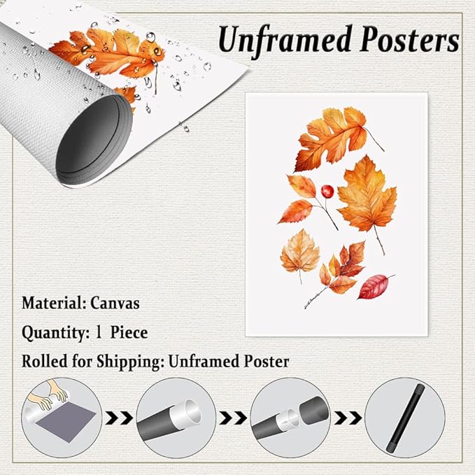 Autumn Leaves Canvas Print posters Rustic Fall Decor Halloween Wall Art Autumn Watercolor Artwork Fall Poster 20x30 Unframed