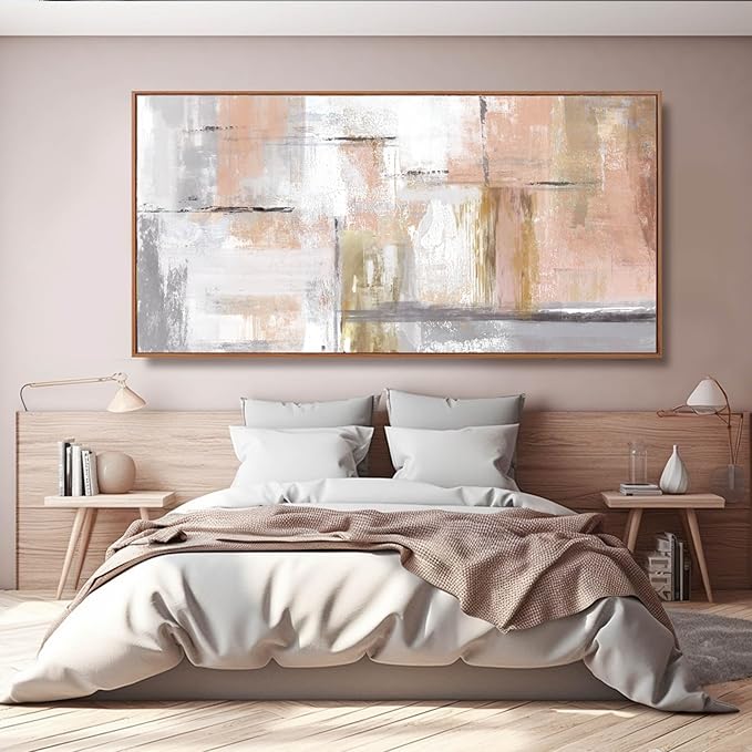 Kureful Large Painting Gold Abstract Wall Art for Living Room Bedroom Office Modern Artwork Graffiti Home Decor 30x60 Inches Ready to Hang