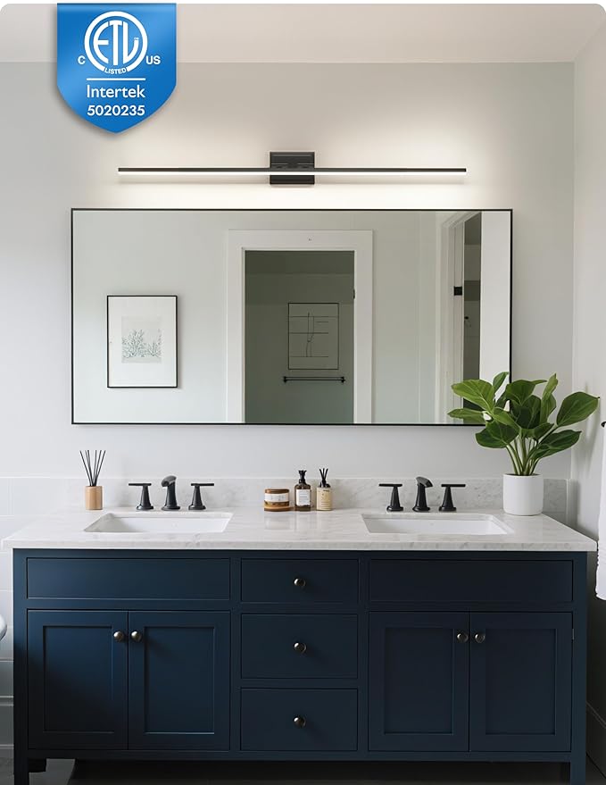 NIORSUN 48 Inch Modern Bathroom Light Fixture, 30W 5CCT Dimmable LED Black Bathroom Vanity Lights Over Mirror, Vanity Lights for Bathrooms Restroom Mirror- ETL Certified