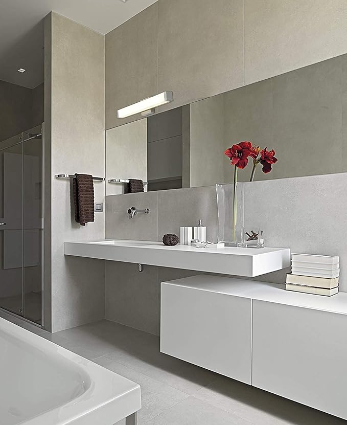 Bathroom Vanity Light Brushed Nickel Square LED 24 inch 14W Dimmable 4000K Natural White Light Wall Bar Lighting Fixtures Over Mirror