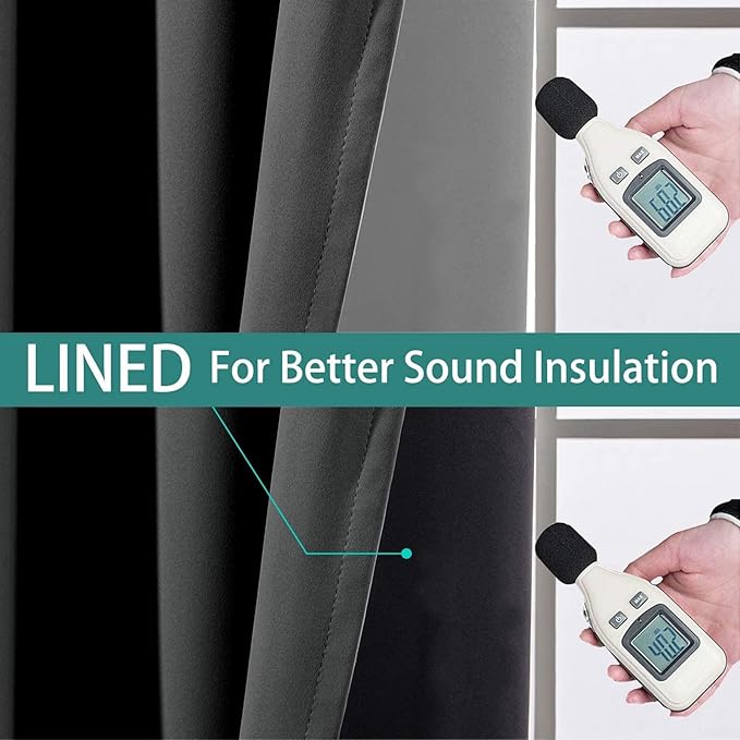 Yakamok Extra Wide Blackout Full Shading Curtains for Patio Door, Thermal Backing Sliding Glass Door Drape, Privacy Assured Window Treatment, Room Divider Curtains,Dark Grey, W100 x L108, 1 Panel