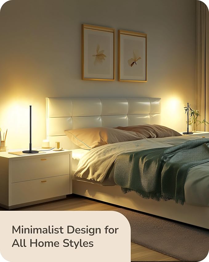 EDISHINE Upgraded LED Table Lamp Set of 2, Stepless Dimmable Bedside Lamps with Metal Finish & 3 Color Temperature, 6W Modern Desk Lamps, Black Nightstand Lamp for Bedroom, Living Room, Corner, Gift