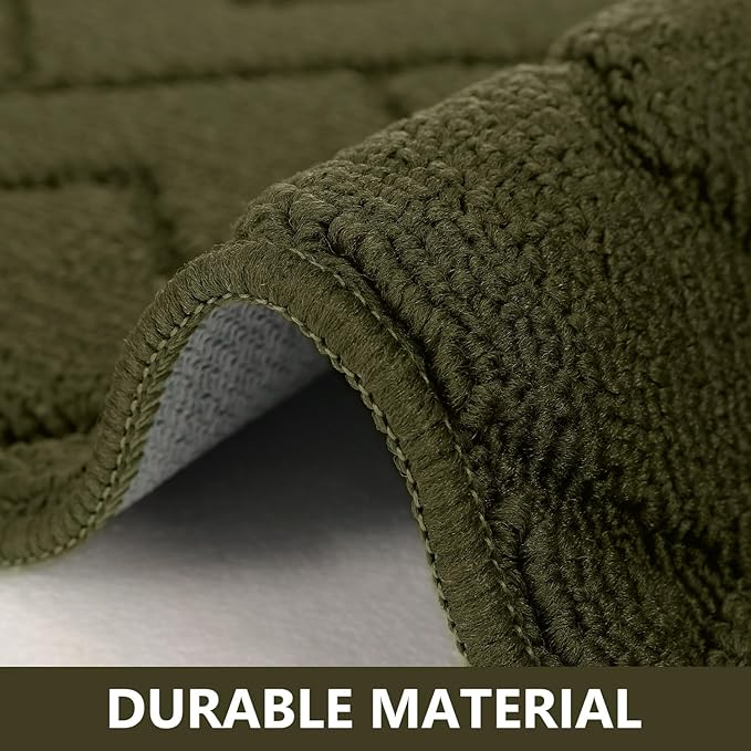 hicorfe Kitchen Rugs and Mats Sets,2 Pieces Super Absorbent Polypropylene Non-Slip Rug,Soft Comfort Floor Mat,Washable for Kitchen,Hallway,Office,Sink,Laundry(20" x 31.5" Plus 20" x 59",Oliver Green)