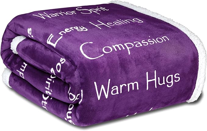 WOLF CREEK BLANKET - Compassion Blanket (Brand)- Strength Courage Super Soft Warm Hugs, Get Well Gift Blanket Plush Healing Thoughts Positive Energy Love & Hope (Purple, 50 x 65 Sherpa)