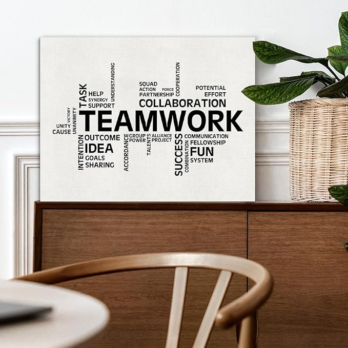 Inspirational Teamwork Canvas Wall Art Print Motivational Office Quotes Framed Paintings Team Artwork Home Office Wall Decor 15x12 Inches