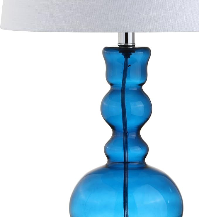 JONATHAN Y JYL1061C-SET2 Set of 2 Table Lamps Genie 28.5" Glass LED Table Lamp Contemporary Transitional Bedside Desk Nightstand Lamp for Bedroom Living Room Office College Bookcase, Night Blue