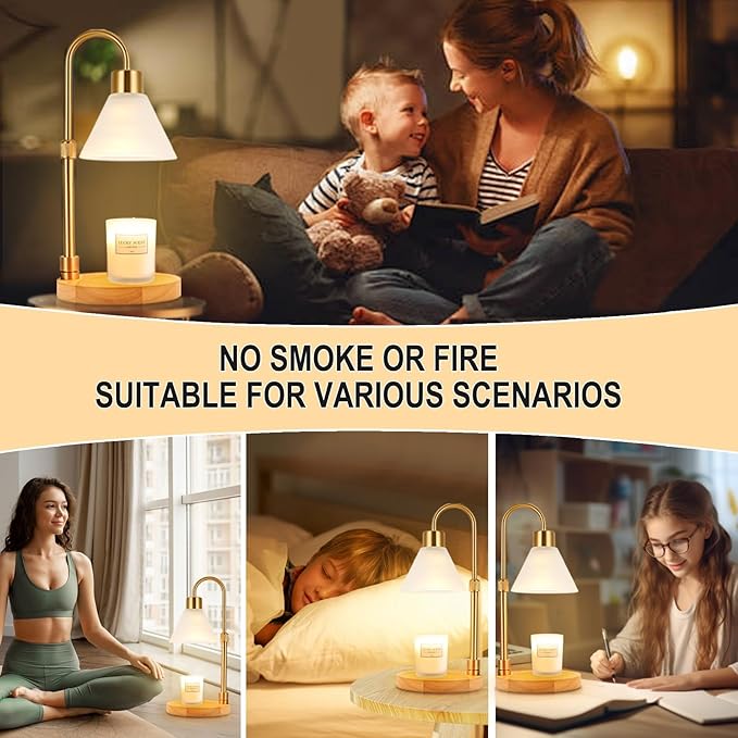 Candle Warmer Lamp with Timer & Dimmer, Adjustable Height Electric Candle Warmer with 3 Bulbs,Compatible with All Size Scented Candles, Wax Melt Warmer for Bedroom,Home Decor House Warming Gifts