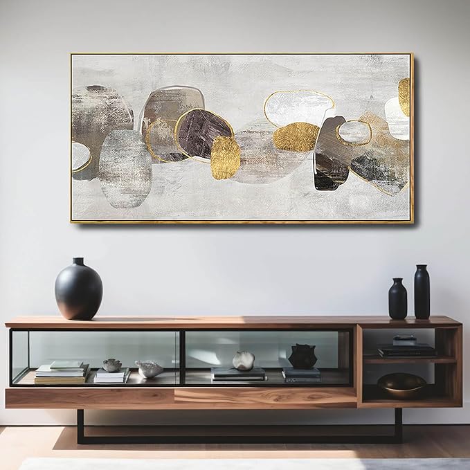 SDYA Gray Abstract Wall Art Decor 30x60 Inch Large Gold Wall Art Modern Artwork for Living Room Bedroom Office Wall Accents