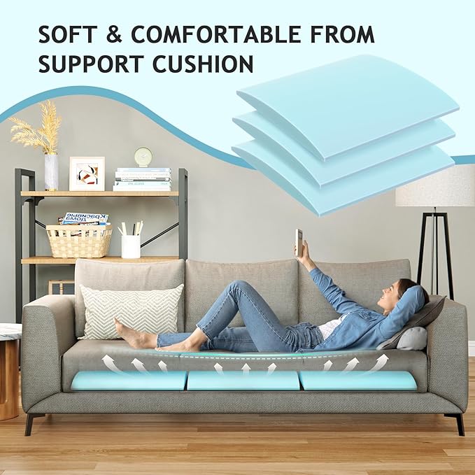 Couch Cushion Support for Sagging Seat Sofa Couch Supports for Sagging Cushions Curved 40D High Density Foam Blue Pack of 3