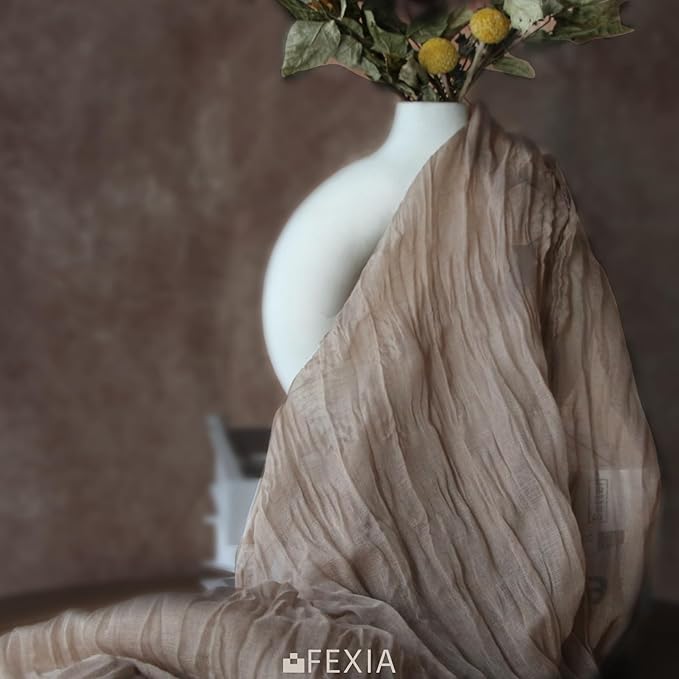 FEXIA 6 Pack Nude Table Runner 35x120 Inches for Gauze Table Runner for Bridal Shower Wedding Party First Communion Centerpiece Engagement Boho Table Decoration